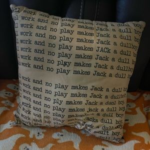 The Shining “all work and no play’ throw pillow